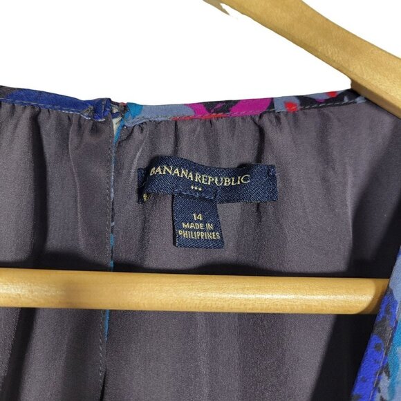 Banana Republic Women's Vibrant Color Floral Draped Detail Dress Size 14 - Picture 7 of 13